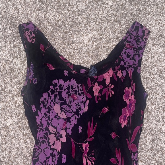 K. Linda Blue Floral Purple and Black Women's Dress - Picture 11 of 11